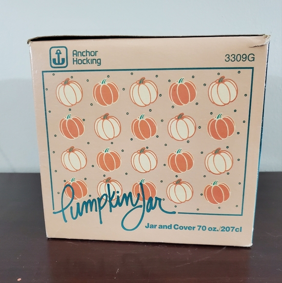 Anchor Hocking Vtg. Pumpkin Cookie Jar Clear Glass W/Lid & Box 3309G ~Pre-Owned - Picture 12 of 16